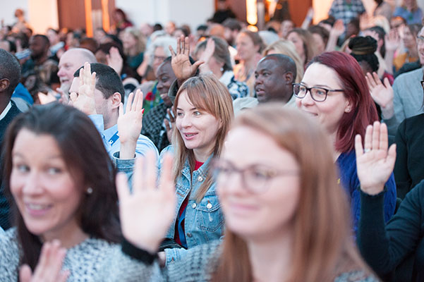 Staff using Makaton at the 2019 NMC employee conference