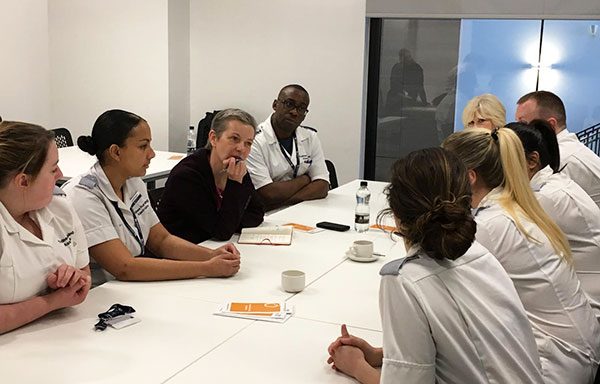 Andrea Sutcliffe meets trainee nursing associates in Birmingam